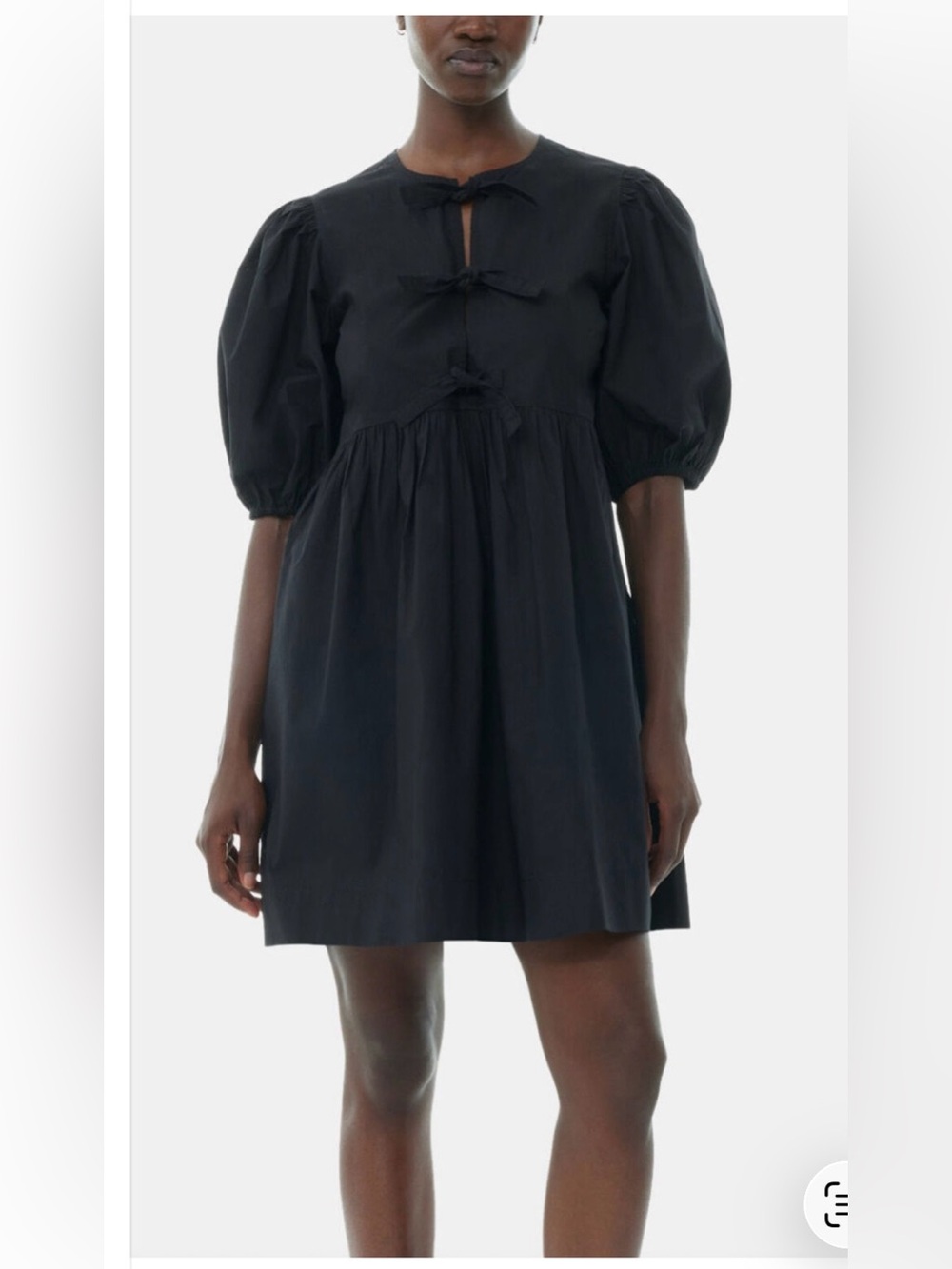 SHEIN Black cotton poplin tie string mini dress size Large